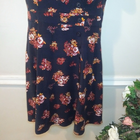 Modcloth Sentimental Special Retro 1940's Style Navy & Nutmeg Floral Dress - Picture 5 of 15